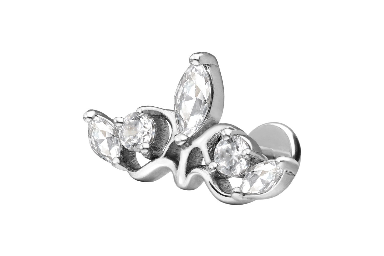 Titan Labret Piercing mit Push Fit GOTISCHE KRONE